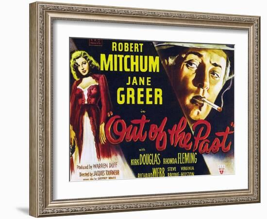 Out of the Past, UK Movie Poster, 1947-null-Framed Art Print