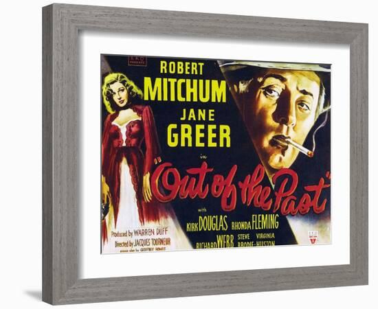 Out of the Past, UK Movie Poster, 1947-null-Framed Art Print