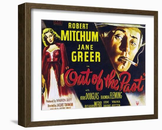 Out of the Past, UK Movie Poster, 1947-null-Framed Art Print