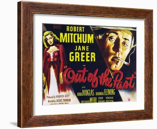 Out of the Past, UK Movie Poster, 1947-null-Framed Art Print