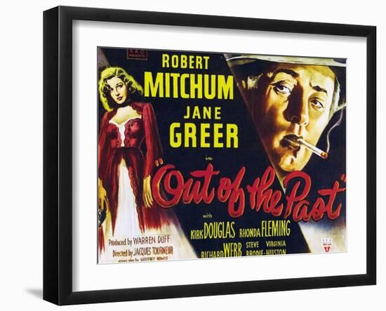 Out of the Past, UK Movie Poster, 1947-null-Framed Art Print