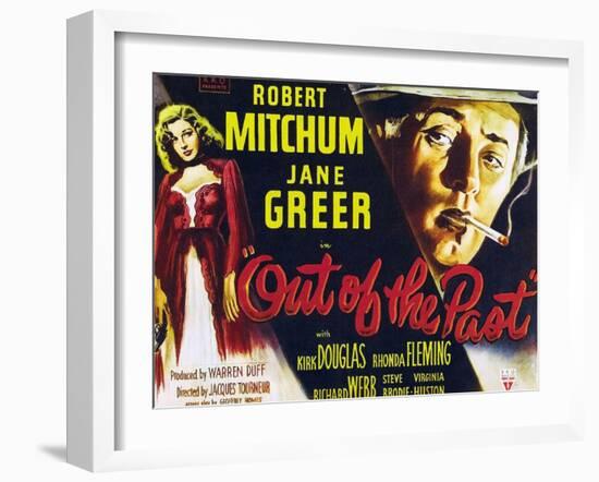 Out of the Past, UK Movie Poster, 1947-null-Framed Art Print