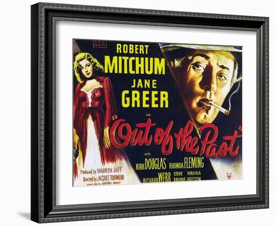 Out of the Past, UK Movie Poster, 1947-null-Framed Art Print