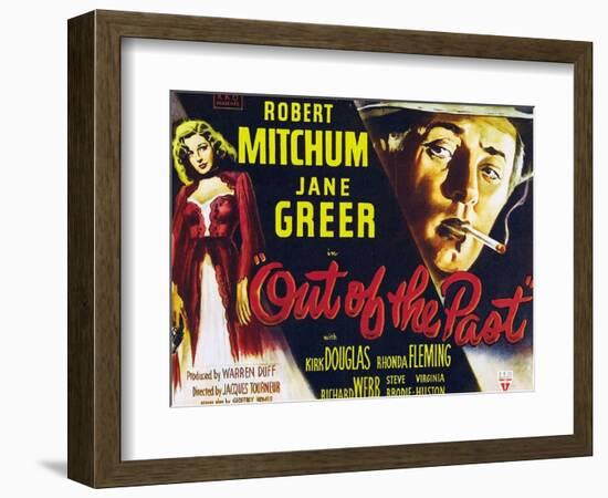Out of the Past, UK Movie Poster, 1947-null-Framed Premium Giclee Print