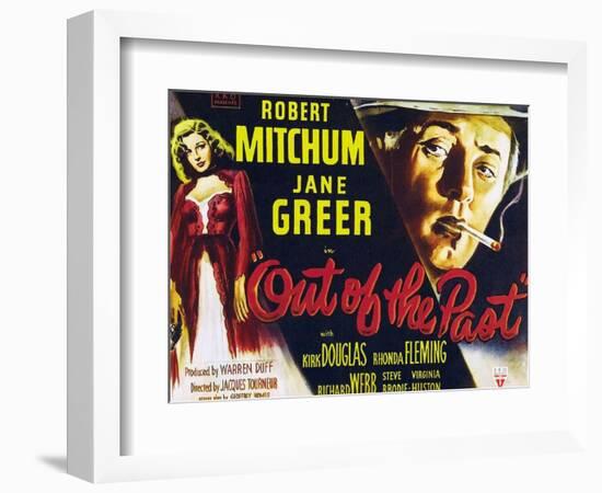Out of the Past, UK Movie Poster, 1947-null-Framed Premium Giclee Print