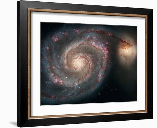 Out of This Whirl: the Whirlpool Galaxy M51 and Companion Galaxy Space Photo Art Poster Print-null-Framed Art Print