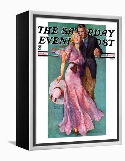 "Out on a Date," Saturday Evening Post Cover, July 14, 1934-John LaGatta-Framed Premier Image Canvas