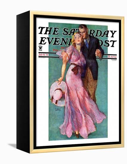 "Out on a Date," Saturday Evening Post Cover, July 14, 1934-John LaGatta-Framed Premier Image Canvas