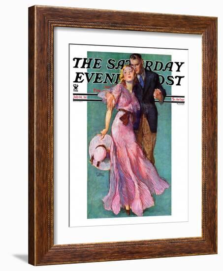 "Out on a Date," Saturday Evening Post Cover, July 14, 1934-John LaGatta-Framed Giclee Print