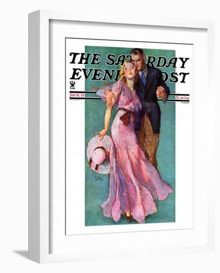 "Out on a Date," Saturday Evening Post Cover, July 14, 1934-John LaGatta-Framed Giclee Print