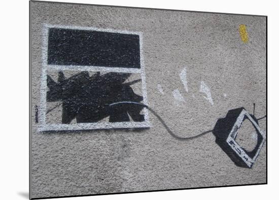 Out the window-Banksy-Mounted Giclee Print
