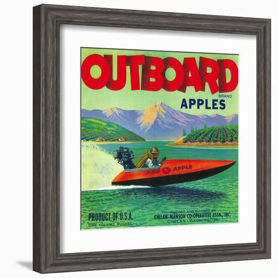 Outboard Apple Label - Chelan, WA-Lantern Press-Framed Art Print