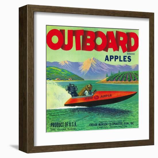 Outboard Apple Label - Chelan, WA-Lantern Press-Framed Art Print