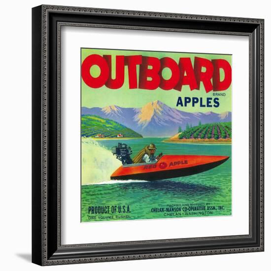 Outboard Apple Label - Chelan, WA-Lantern Press-Framed Art Print