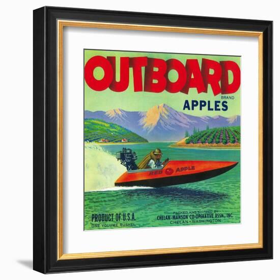 Outboard Apple Label - Chelan, WA-Lantern Press-Framed Art Print