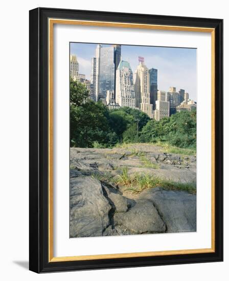 Outcrop of Manhattan Gneiss Which Forms Bedrock for Skyscrapers, Central Park, New York City, USA-Tony Waltham-Framed Photographic Print