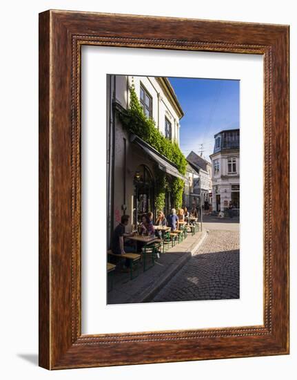 Outdoor Cafe in the Pedestrian Zone in Aarhus, Denmark-Michael Runkel-Framed Photographic Print