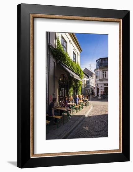 Outdoor Cafe in the Pedestrian Zone in Aarhus, Denmark-Michael Runkel-Framed Photographic Print