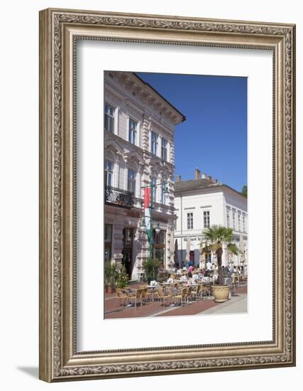 Outdoor Cafes in Klauzal Square, Szeged, Southern Plain, Hungary, Europe-Ian Trower-Framed Photographic Print