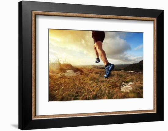 Outdoor Cross-Country Running in Early Sunrise Concept for Exercising, Fitness and Healthy Lifestyl-Flynt-Framed Photographic Print