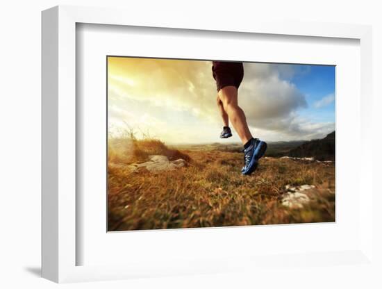 Outdoor Cross-Country Running in Early Sunrise Concept for Exercising, Fitness and Healthy Lifestyl-Flynt-Framed Photographic Print