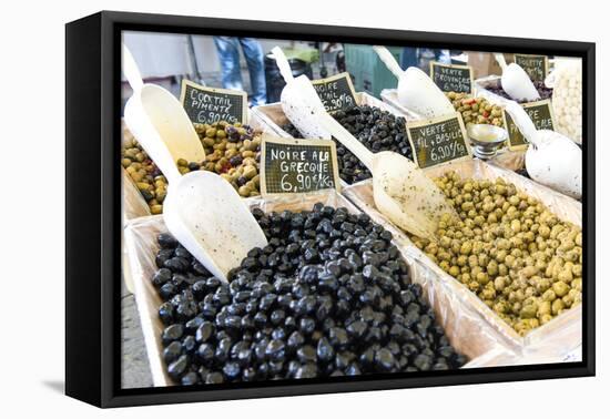 Outdoor market selling olives, Uzes, Provence, France-Lisa S. Engelbrecht-Framed Premier Image Canvas