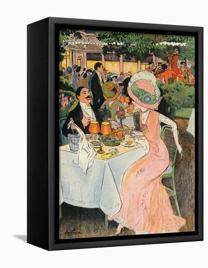 Outdoor Restaurant 1909-null-Framed Premier Image Canvas