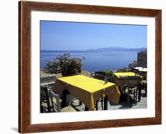 Outdoor Restaurant, Monemvasia, Greece-Connie Ricca-Framed Photographic Print