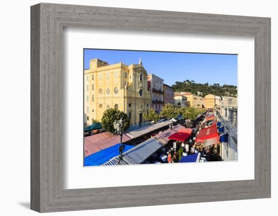 Outdoor Restaurants Set Up in Cours Saleya-Amanda Hall-Framed Photographic Print