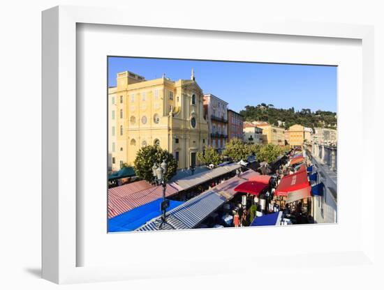 Outdoor Restaurants Set Up in Cours Saleya-Amanda Hall-Framed Photographic Print