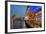 Outdoor Restaurants under Galata Bridge with Yeni Cami or New Mosque at Dusk, Istanbul-Stefano Politi Markovina-Framed Photographic Print