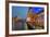 Outdoor Restaurants under Galata Bridge with Yeni Cami or New Mosque at Dusk, Istanbul-Stefano Politi Markovina-Framed Photographic Print