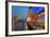 Outdoor Restaurants under Galata Bridge with Yeni Cami or New Mosque at Dusk, Istanbul-Stefano Politi Markovina-Framed Photographic Print