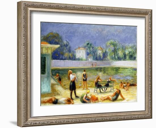 Outdoor Swimming Pool-William James Glackens-Framed Giclee Print