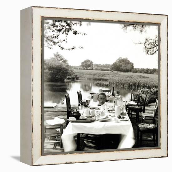 Outdoor Table Setting with Man's Head-Curtis Moffat-Framed Premier Image Canvas