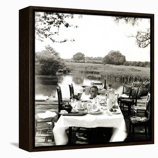 Outdoor Table Setting with Man's Head-Curtis Moffat-Framed Premier Image Canvas