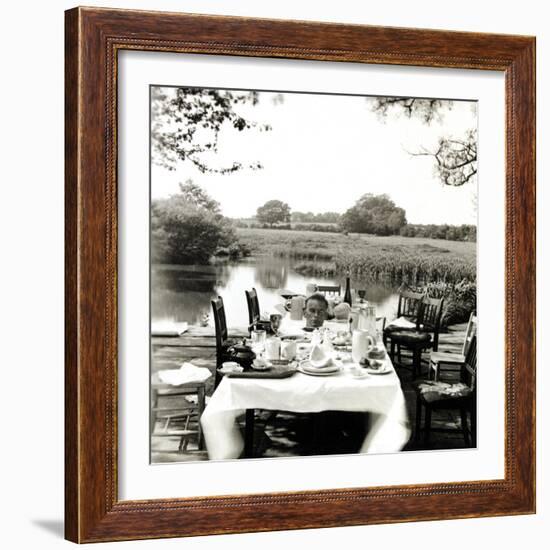 Outdoor Table Setting with Man's Head-Curtis Moffat-Framed Giclee Print