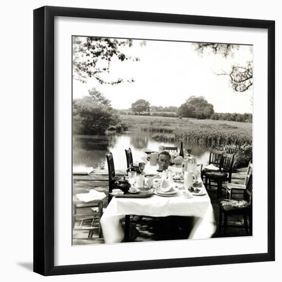 Outdoor Table Setting with Man's Head-Curtis Moffat-Framed Giclee Print