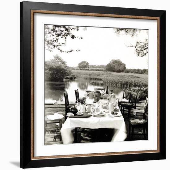 Outdoor Table Setting with Man's Head-Curtis Moffat-Framed Giclee Print