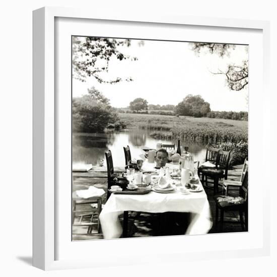 Outdoor Table Setting with Man's Head-Curtis Moffat-Framed Giclee Print