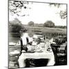 Outdoor Table Setting with Man's Head-Curtis Moffat-Mounted Giclee Print