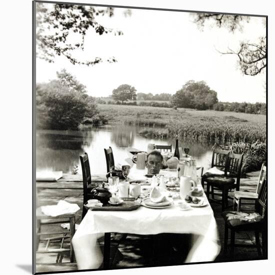 Outdoor Table Setting with Man's Head-Curtis Moffat-Mounted Giclee Print