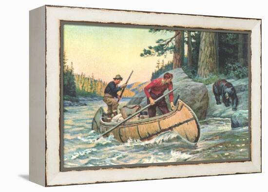 Outdoorsmen Facing Bear-null-Framed Stretched Canvas