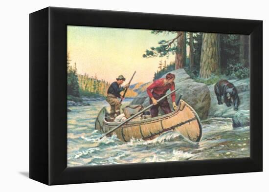 Outdoorsmen Facing Bear-null-Framed Stretched Canvas