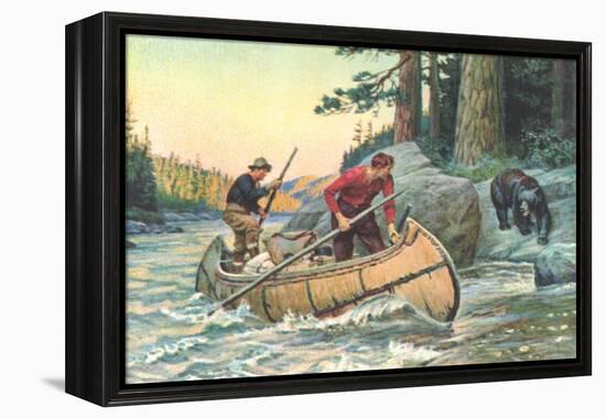 Outdoorsmen Facing Bear-null-Framed Stretched Canvas