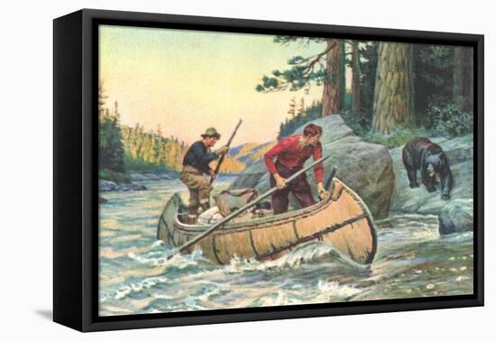 Outdoorsmen Facing Bear-null-Framed Stretched Canvas