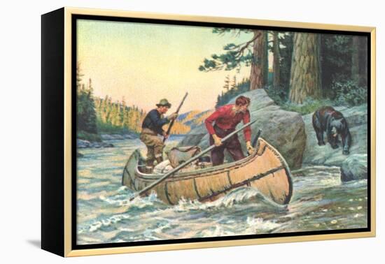 Outdoorsmen Facing Bear-null-Framed Stretched Canvas
