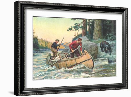 Outdoorsmen Facing Bear-null-Framed Art Print