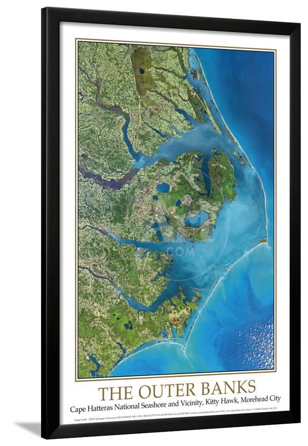 Outer Banks Nc From Space Spaceshots Framed Art Print By Outer Banks Nc From Space Spaceshots