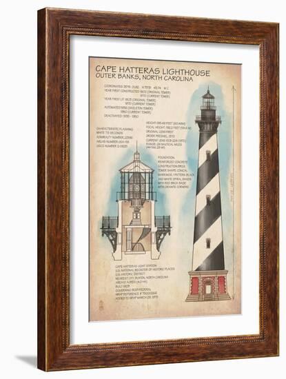 Outer Banks, North Carolina - Cape Hatteras Lighthouse Technical-Lantern Press-Framed Art Print